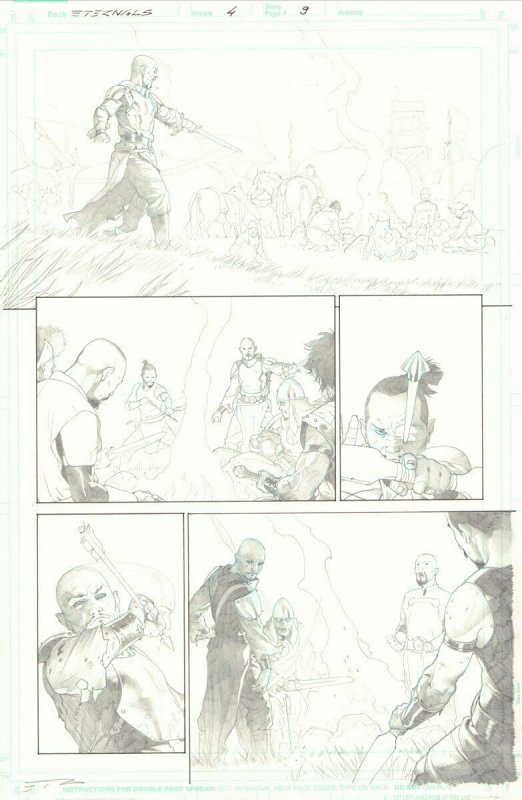 Eternals #4 p.9 - Kingo confronts Druig Flashback 2021 Signed art by Esad Ribic