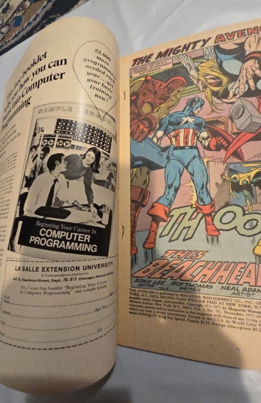 The Avengers #93 (1971) FF4 app Beach-Head earth Lee neal adams
