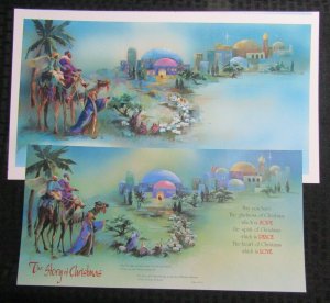 STORY OF CHRISTMAS Large 3 Wise Men & Bethlehem 16x9.25 Greeting Card Art #92024
