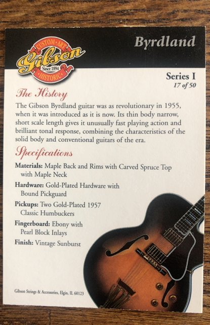 Gibson BYRDLAND guitar card, series 1,#17