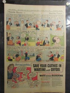 1943 June 20 SUNDAY COMIC PAGE 15x21 FN 6.0 Popeye / Henry / Sergeant Pat
