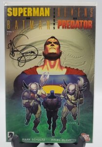 Superman & Batman Versus Aliens & Predator Book 1 DC Comics signed Mark Schultz 