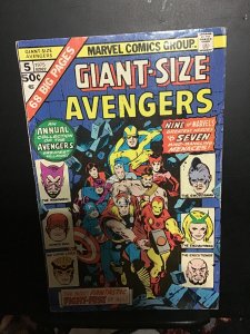 Giant-Size Avengers #5 (1975)  Mid grade 7 villains key wow!  FN Mandarin