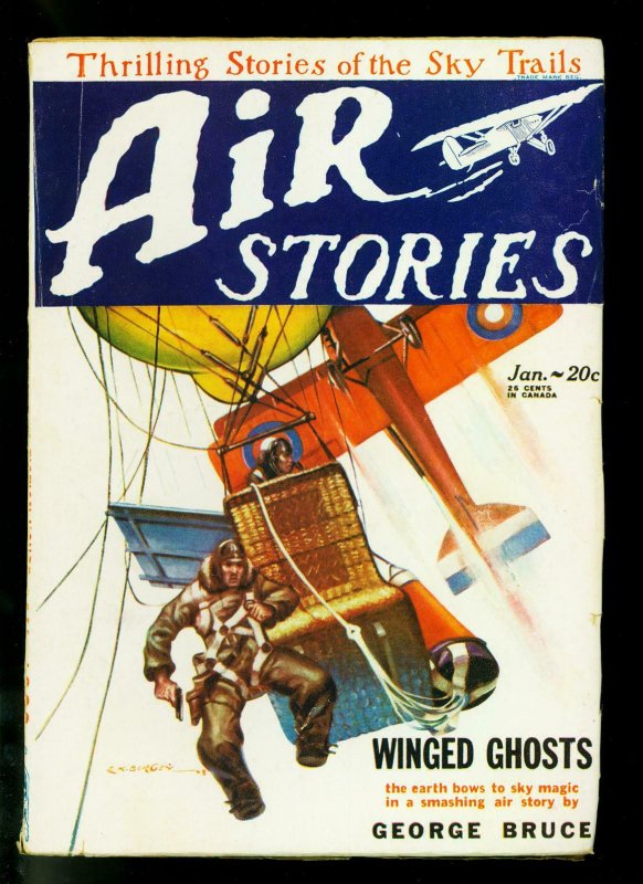 Air Stories Pulp January 1929- Winged Ghosts- Fiction House- VG