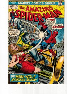 The Amazing Spider-Man #125 1973 Mid-High-Grade FN/VF 2nd Man-Wolf C'vil...