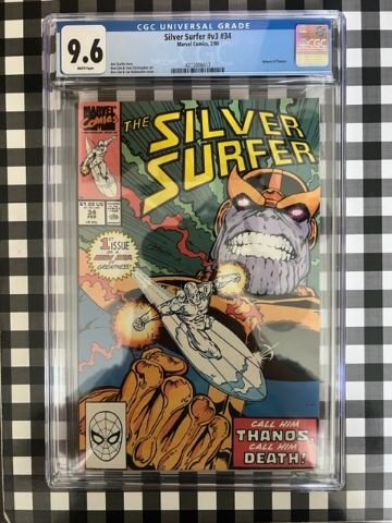 Silver Surfer #34 (1990) - CGC 9.6 - 1st Infinity Gauntlet Thanos Resurrected