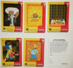 The Simpsons Film Cards 2000 Artbox Trading Cards opened pack of 5