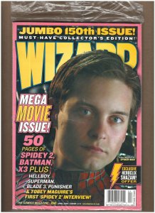 Wizard #150 Spider-man 2 X3 Hellboy 2004 Sealed w/Card