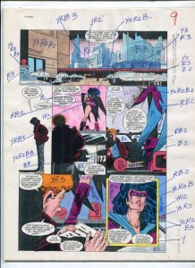 Huntress #7 p.7 1989 Color Guide art by Nansi Hoolahan WITH COA