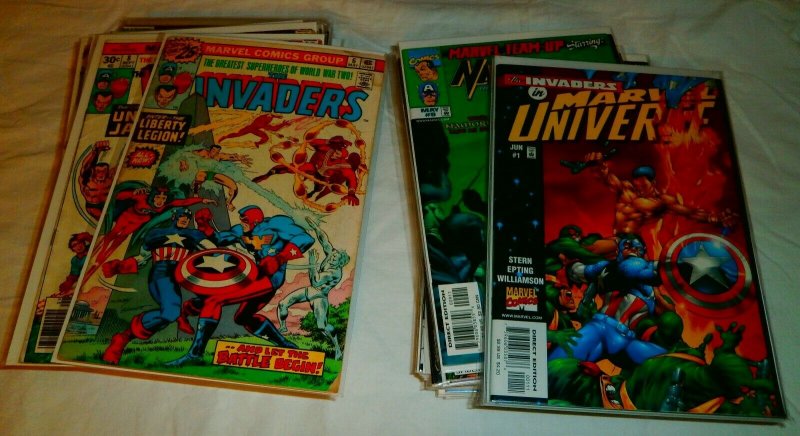 Invaders #6,8,9,14,20,21,33,37,40+ Captain America Torch Namor, comics lot of 55