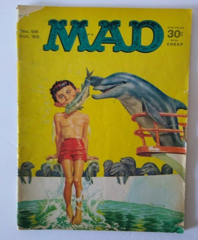 MAD Magazine Oct 1965 Issue No 98 Flipper Dolphin TV Show Lord Jim Movie Spoof 