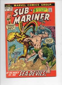SUB-MARINER #54, FN, Everett, Dragon Lord, Marvel, 1968 1972, more in store