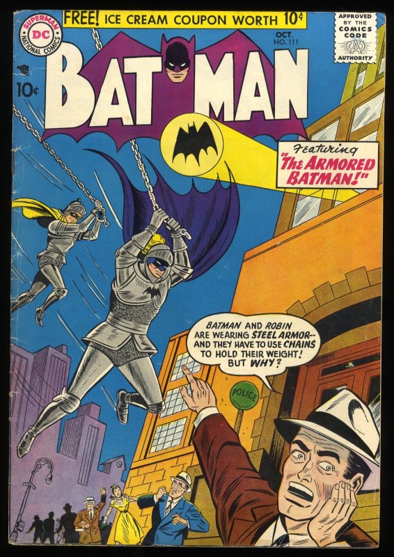 Batman #111 FN- 5.5 DC Comics The Armored Batman Story