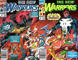 The New Warriors #8-9 Newsstand Covers (1990-1996) Marvel Comics - 2 Comics