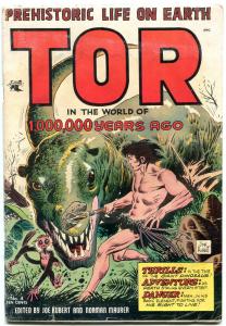 Tor #4 1954- Dinosaur cover- Joe Kubert- Norman Maurer- St John Golden Age VG