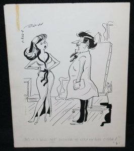 Babe and Painter Eyes Closed Humorama Gag - Signed art by Al Ross