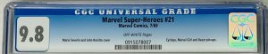 MARVEL SUPER HEROES #21 CGC 9.8 SINGLE HIGHEST GRADED 1969 NM/MT AVENGERS X-MEN 