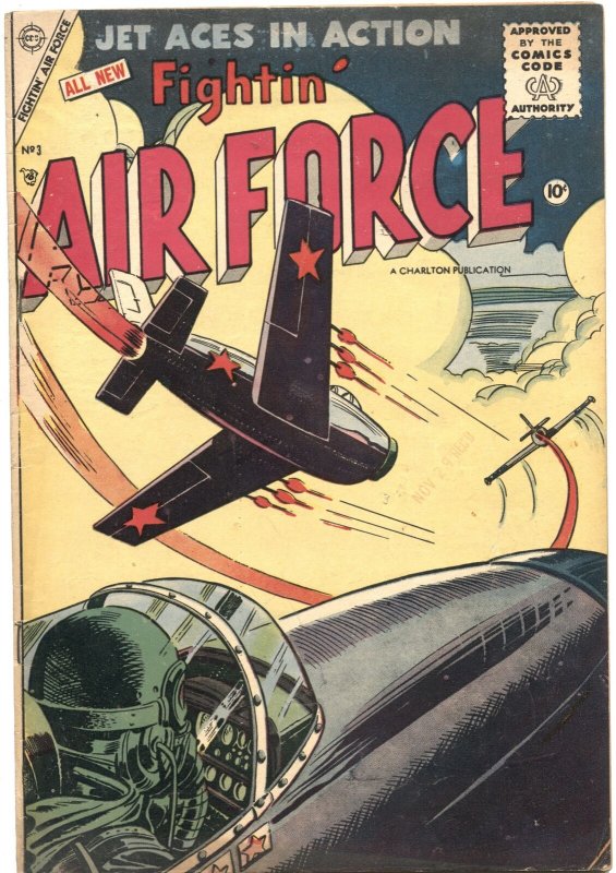 FIGHTIN’ AIR FORCE #3-1956-AIR WAR-JET PLANES-COMMIE BATTLES-CHARLTON