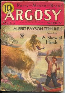 Argosy 10/7/1933-Munsey-Paul Stahr cover-Albert Payson Terhune-G/VG