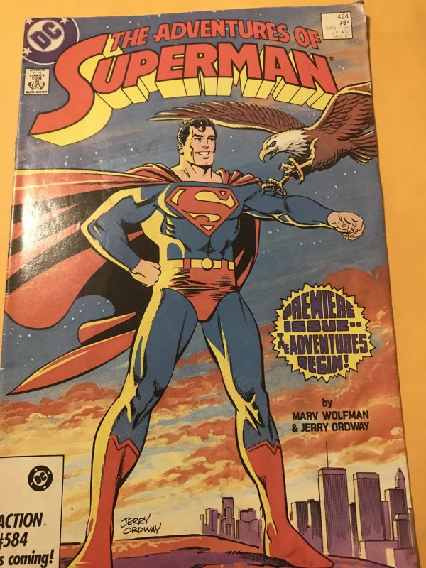 Adventures of Superman #424 : DC 1/87 Fn+; Premiere Issue; Classic WTC cover