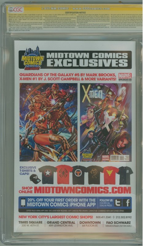 Infinity #1 Midtown Comics Variant (2013) CGC 9.4! Signed!!