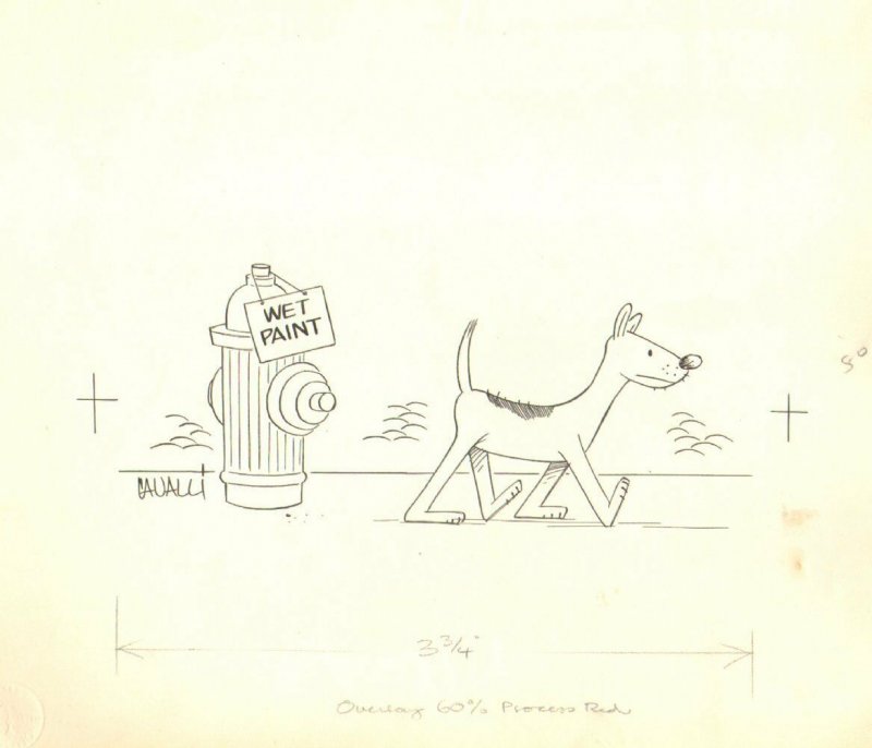 Dog & Hydrant Gag - 1955 Humorama art by Dick Cavalli