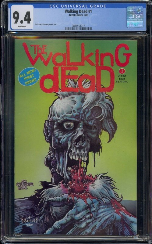 WALKING DEAD #1 CGC 9.4 WHITE PAGES AIRCEL COMICS