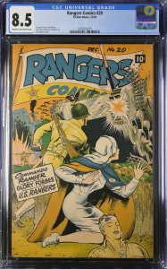 Rangers  Comics #20 1944 CGC 8.5 - Classic Golden Age WWII Tank Cover