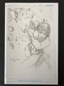 Original Eric EBAS Basaldua Wonder Woman Mockup Sketch on DC Cover Template