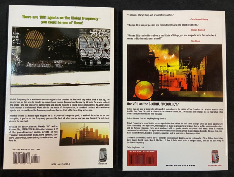 GLOBAL FREQUENCY BOOK 1+2  GRAPHIC NOVEL LOT VF WARREN ELLIS WILDSTORM