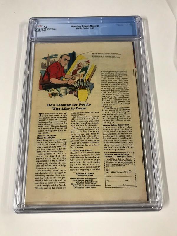 Anazing Spider-man 30 Cgc 7.0 Ow/w Pages 1st Cat Burglar Marvel Silver Age