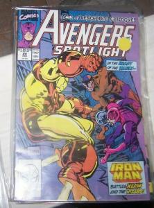 avengers spotlight # 29 feb 1990 marvel hawkeye and ironman acts of vengeance