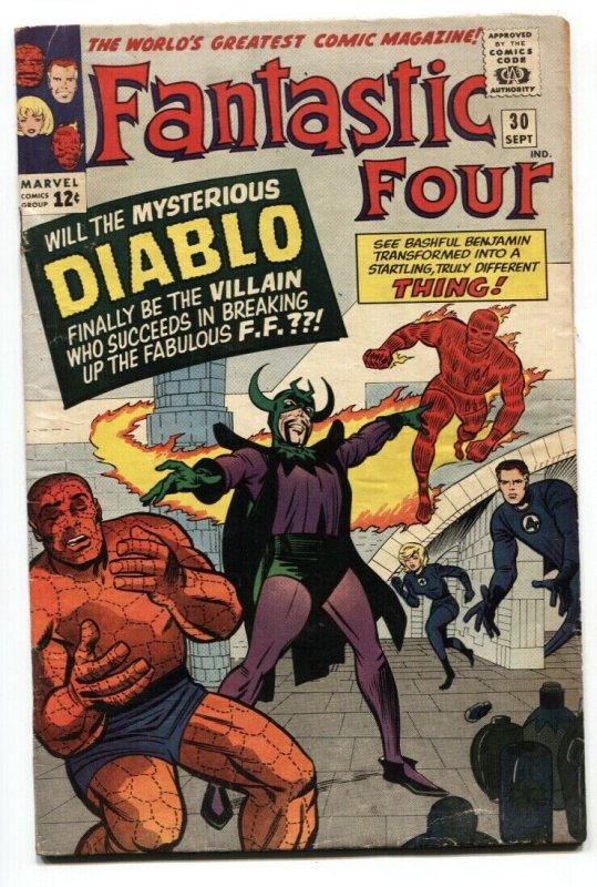 FANTASTIC FOUR-#30-1964 DIABLO-HUMAN TORCH-JACK KIRBY ART-vg- 