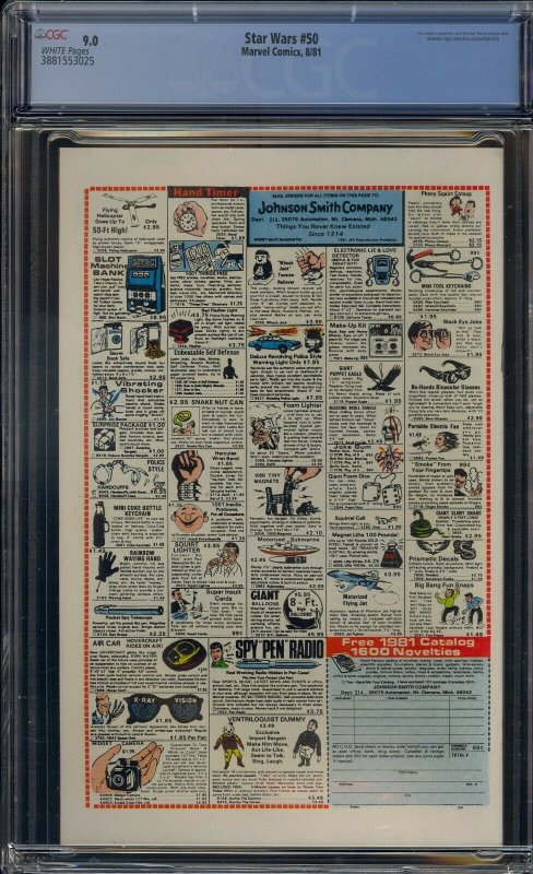 STAR WARS #50 CGC 9.0 MARVEL WHITE PAGES