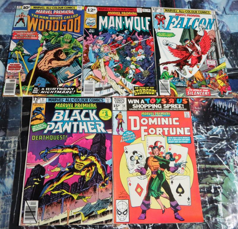 BRITISH MARVEL Marvel Premiere Collection! 5 books !G-VG! Black Panther! Falcon!