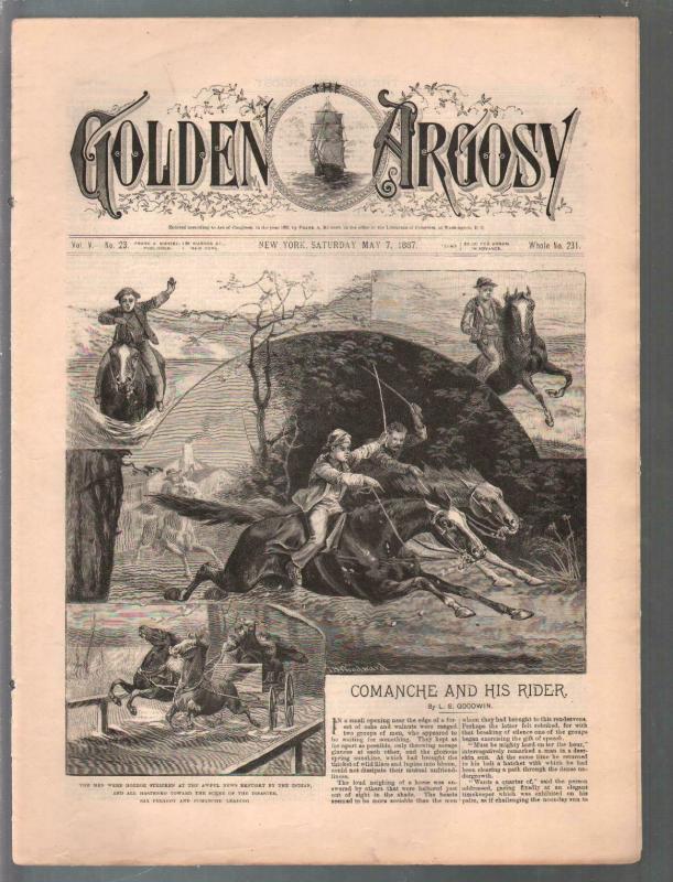 Golden Argosy #231 5/7/1887-Munsey-Argosy precursor-L.B. Woodward art-FN