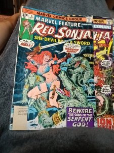 Marvel Feature 6 Red Sonja 2 Copper Age 7 Comics Lot Run Set Collection Bronze