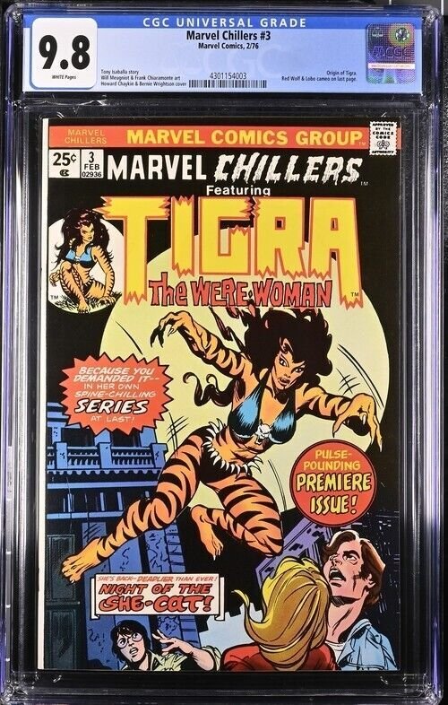 MARVEL CHILLERS #3 CGC 9.8 ORIGIN OF TIGRA WHITE PAGES