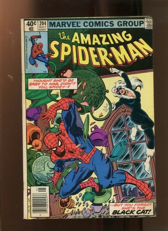 AMAZING SPIDERMAN #204 (7.0) BLACK CAT ALWAYS LANDS ON HER FEET 1980