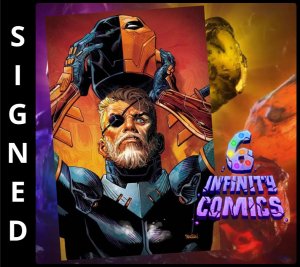 DEATHSTROKE THE TERMINATOR 1 ? CVR B DAN PANOSIAN CARD STOCK SIGNED TONY FLEECS