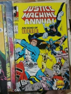 justice machine LOT  # 1 3-16 18 19 21-27 29+annualls+ new justice 1 3 comico 