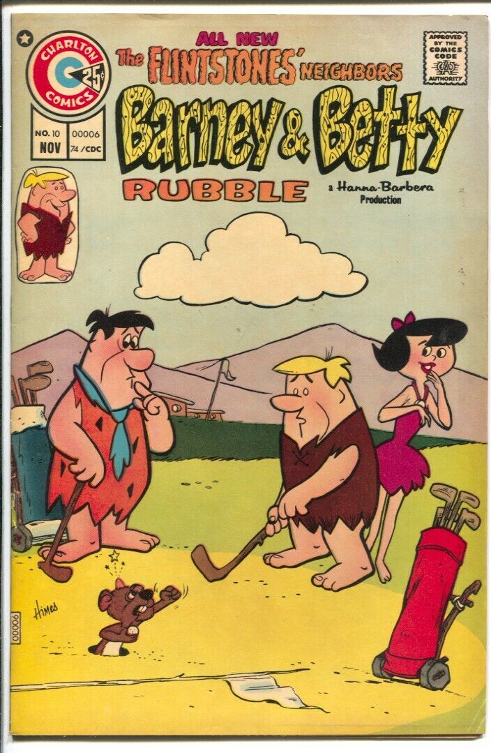 Barney And Betty Rubble 10 1974 Charlton Golf Cover Fred Flintstone Vf Comic Books Bronze Age 1426