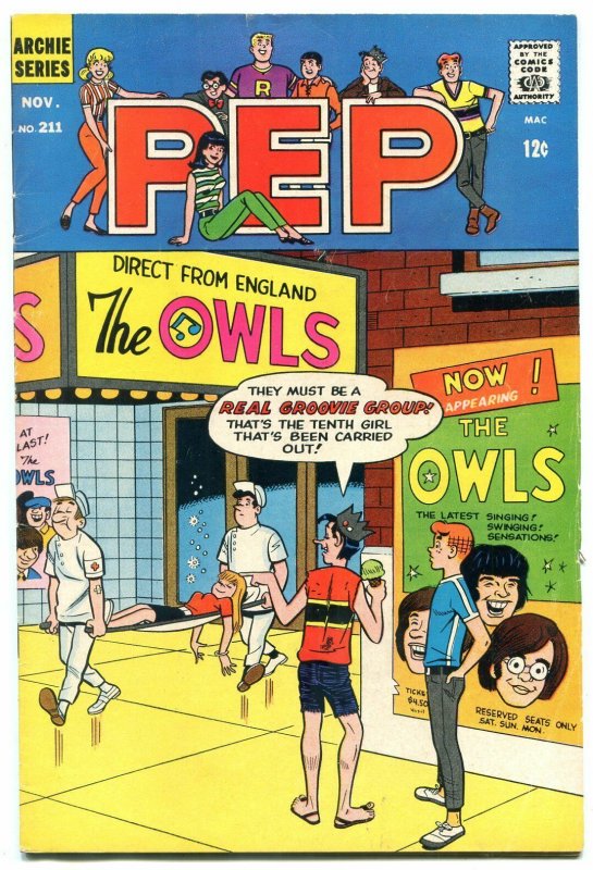 Pep #211 1967-Archie- Betty-Veronica- Owls rock group cover VG/F