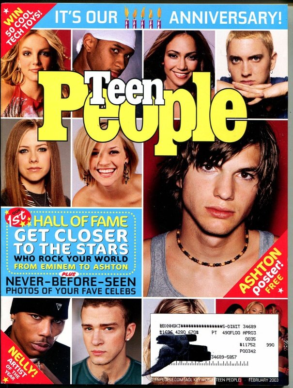 Teen People 2/2003-Ashton Kutcher-Nelly-Justin Timberlake-Eminem-FN/VF