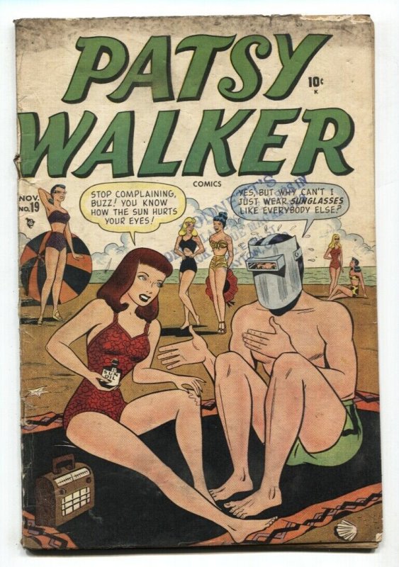 PATSY WALKER COMICS #19 SWIMSUIT beach COVER-KURTZMAN-comic book