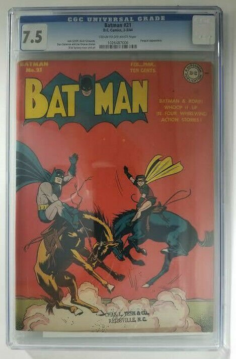 Batman #21~1944 DC~CGC 7.5 (VF-)~Penguin Appearance