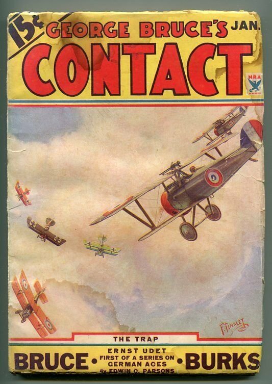 GEORGE BRUCE'S CONTACT 01/1934-WWI AVIATION-BI-PLANE-FRANK TINSLEY -good/vg