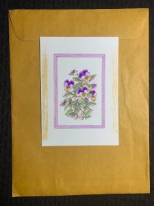 A GET WELL NOTE Purple & Yellow Flowers 5x7 Greeting Card Art #C8663 w/ 3 Cards