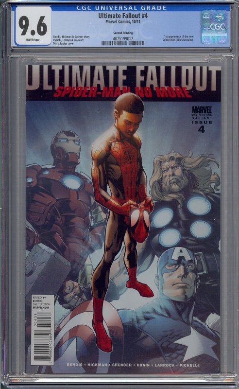 ULTIMATE FALLOUT #4 CGC 9.6 1ST MILES MORALES 2ND SECOND PRINTING