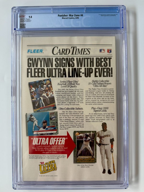 PUNISHER WAR ZONE 4 CGC 9.8 MARVEL COMICS (1992)